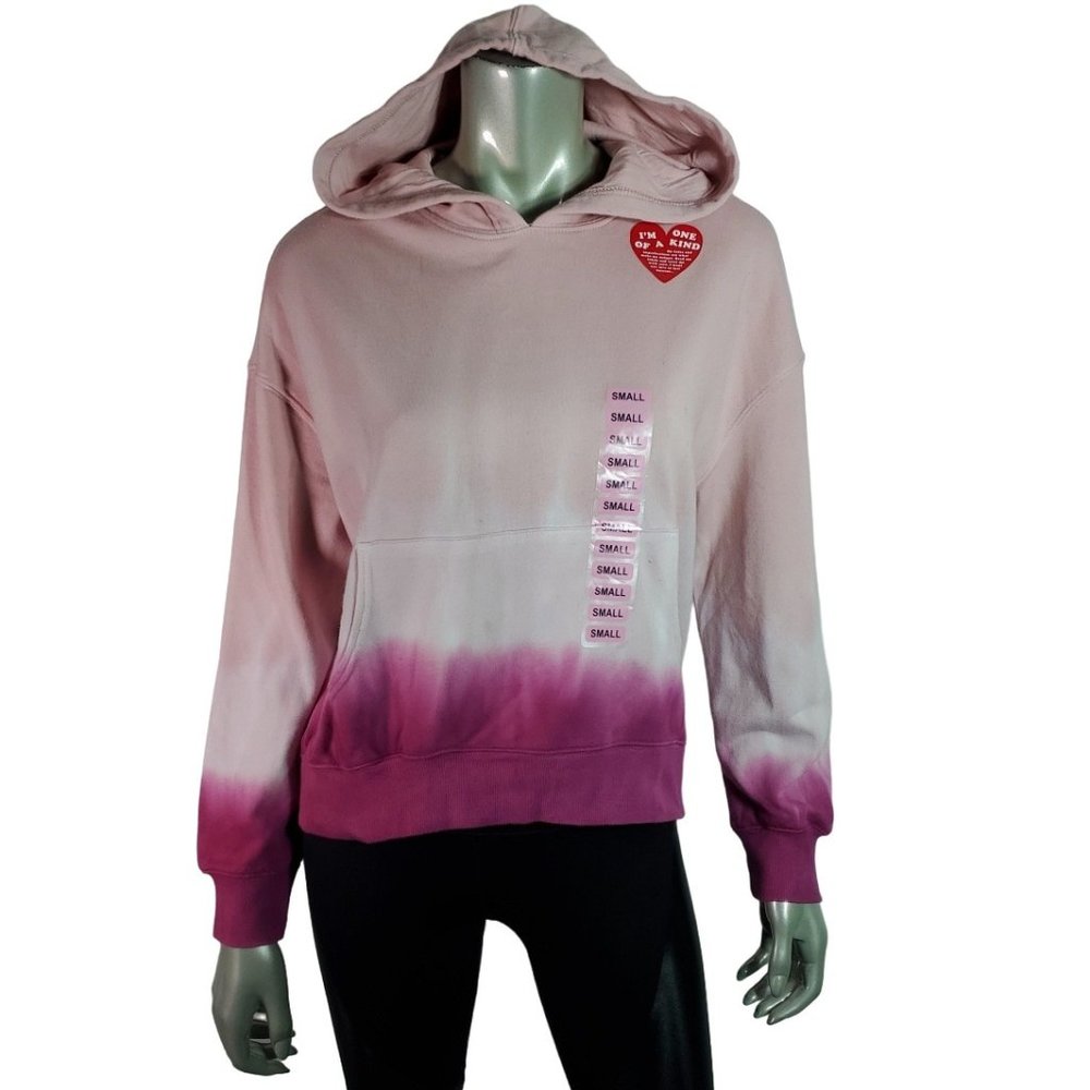 Wildfox Pink Tie Dye Hoodie Small Hooded Kangaroo Pocket Pullover Sweater NWT